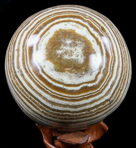 Polished, Banded Aragonite Sphere - Morocco #57004